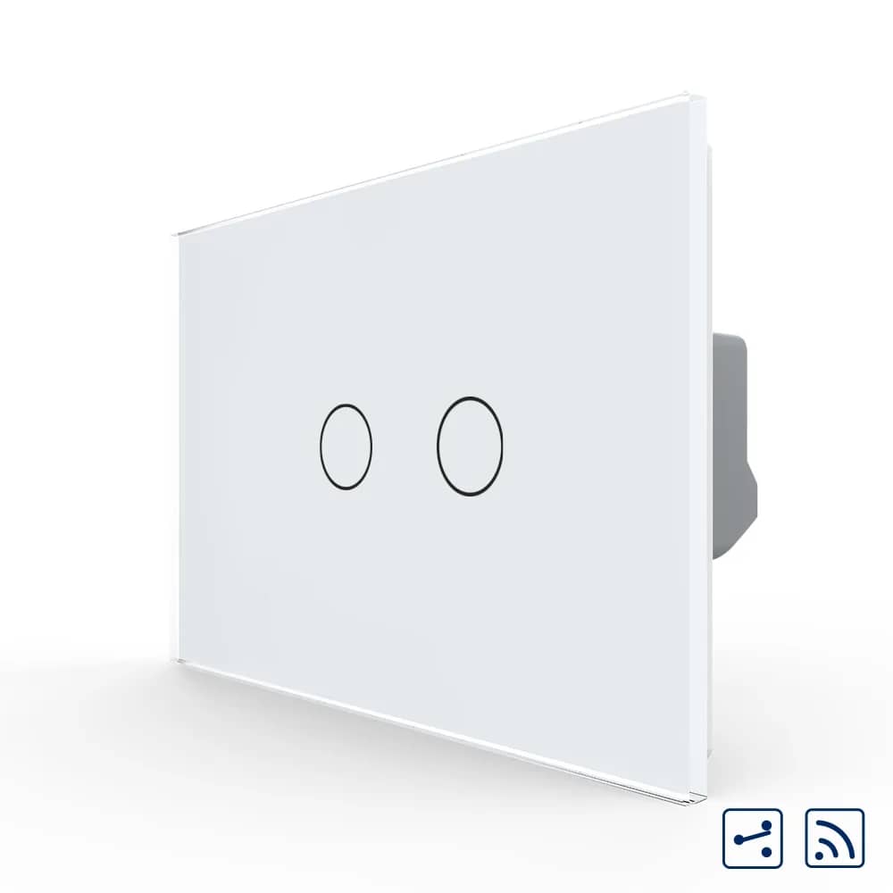 Livolo Glass Touch Light Switch – 2 Gang 2-Way / Intermediate (Cross), Wireless, Italian Standard