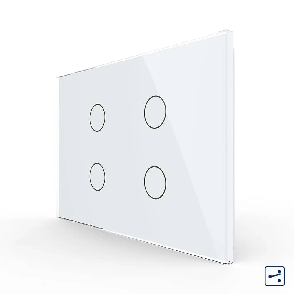 Livolo Glass Touch Light Switch – 4 Gang 2-Way / Intermediate (Cross), Italian Standard – New Series