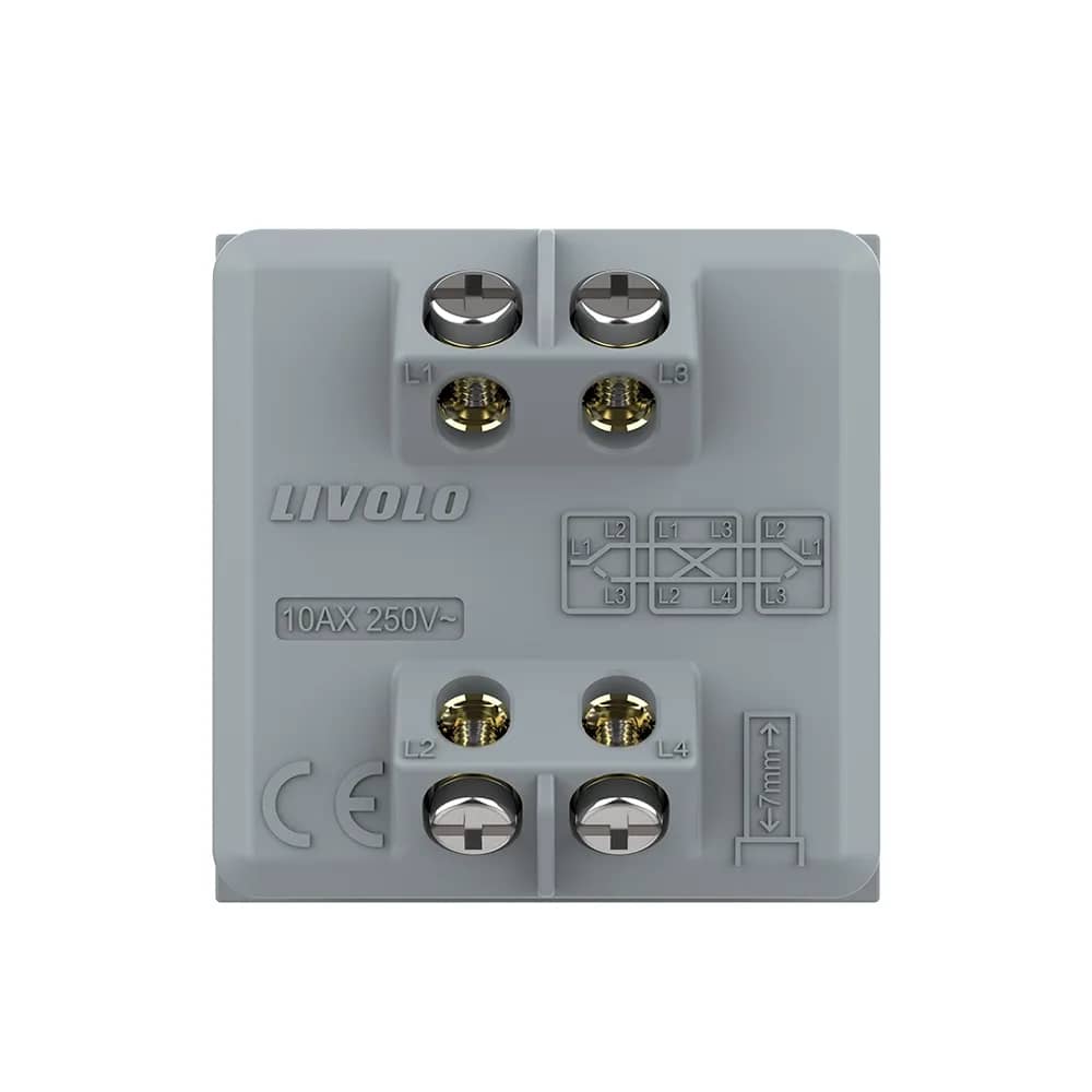 Livolo Mechanical 1 Gang Intermediate (Cross) Switch Module, 2 Modules – New Series – Structure