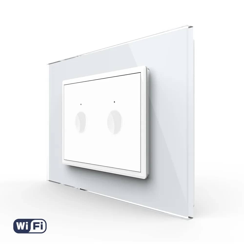 Livolo Wi-Fi Glass Touch Light Switch – 2 Gang, Italian Standard, New Series (VL-FC2NY-3WP-11)