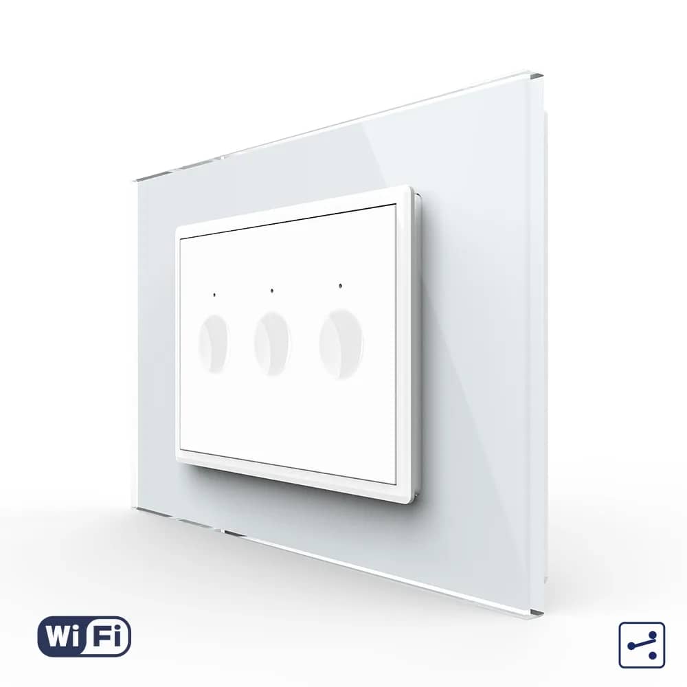 Livolo Wi-Fi Touch Light Switch – 3 Gang 2-Way / Intermediate, Italian Standard – New Series, White (VL-FC3SNY-3WP-11)