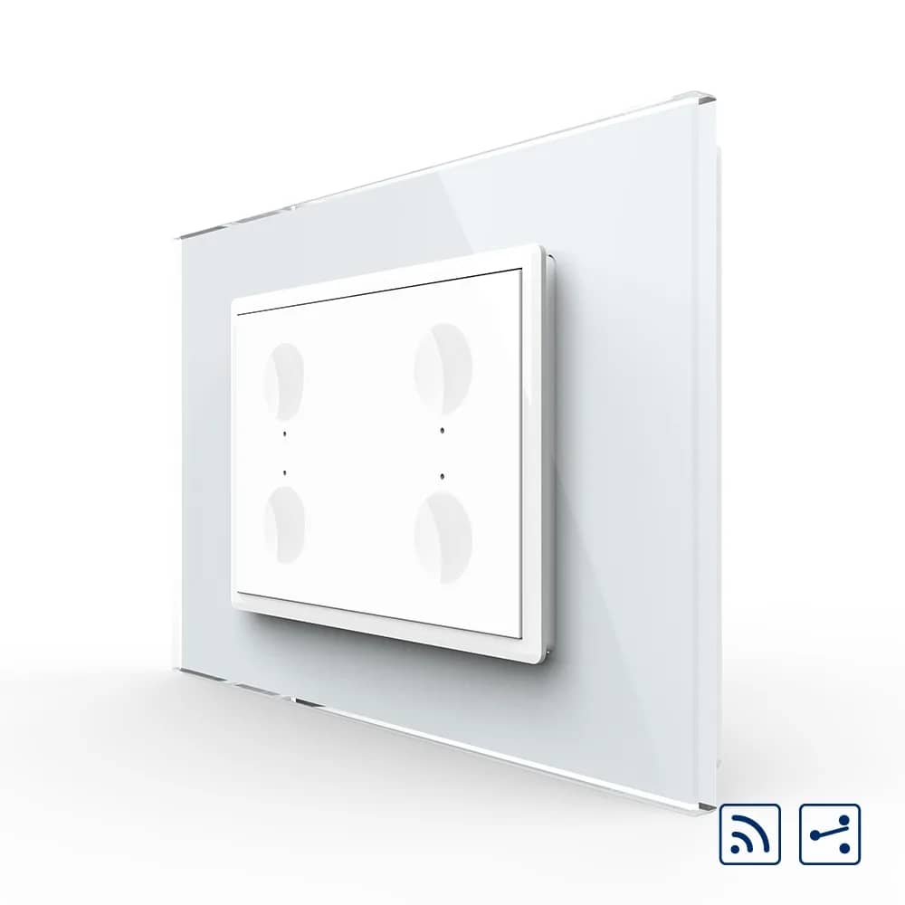 Livolo Wireless Touch Light Switch with Glass Frame – 4 Gang 2-Way / Intermediate, Italian Standard – New Series