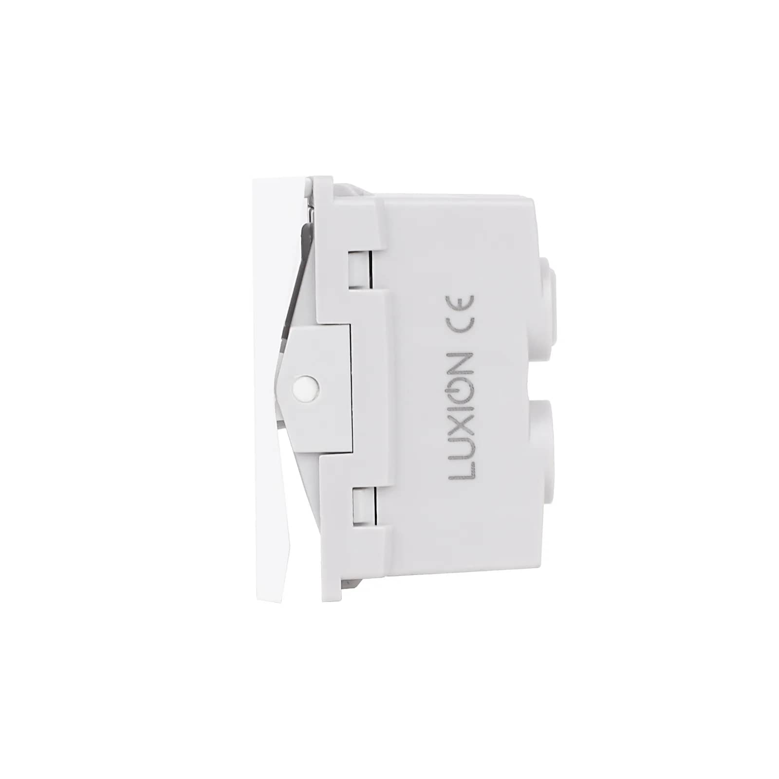 Luxion 1M Mechanical Intermediate (Cross) Light Switch Module – 1 Gang, Italian Standard – White — image 3