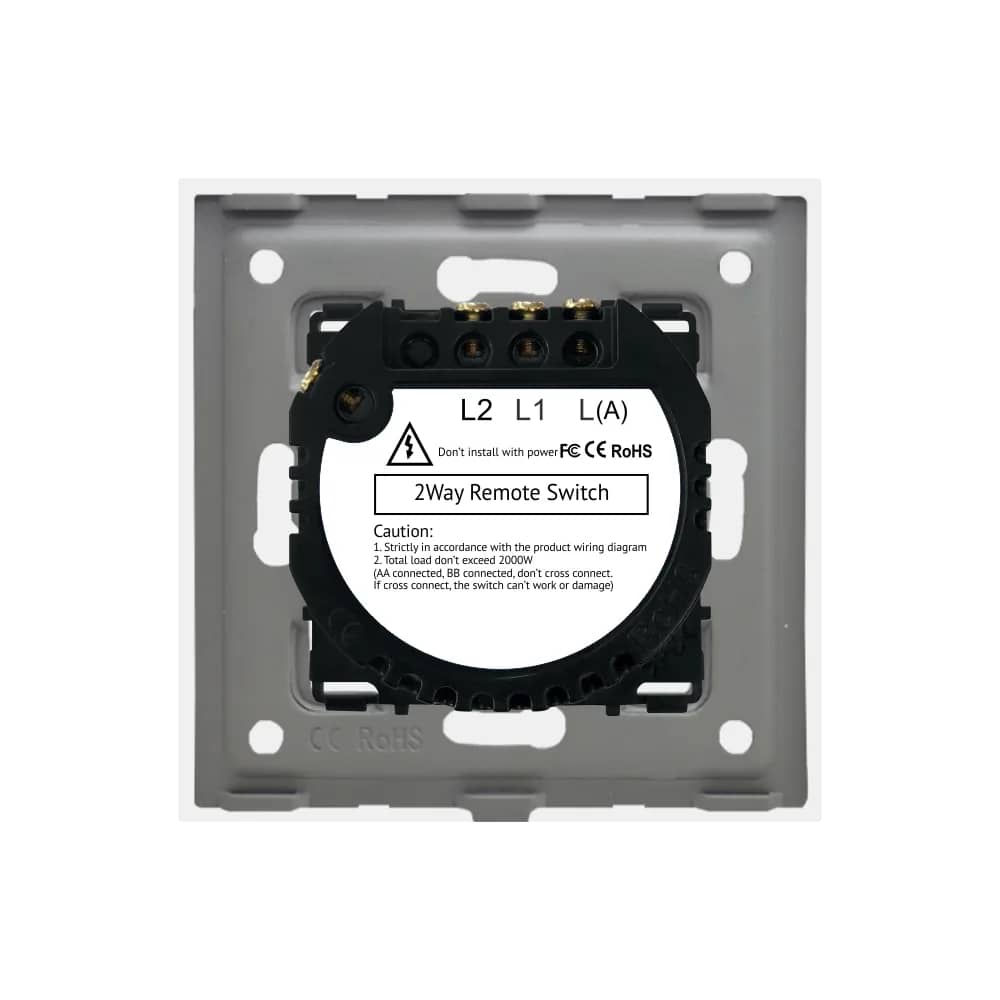 Luxion 2 Gang 2-Way / Intermediate Touch Light Switch – Glass Panel with Aluminium Frame, RF433 – White — image 4