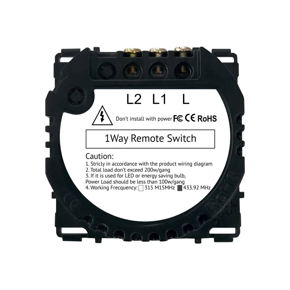 Luxion 2 Gang Touch Light Switch Module with RF433 – LX-MT-R201 – Dimensions