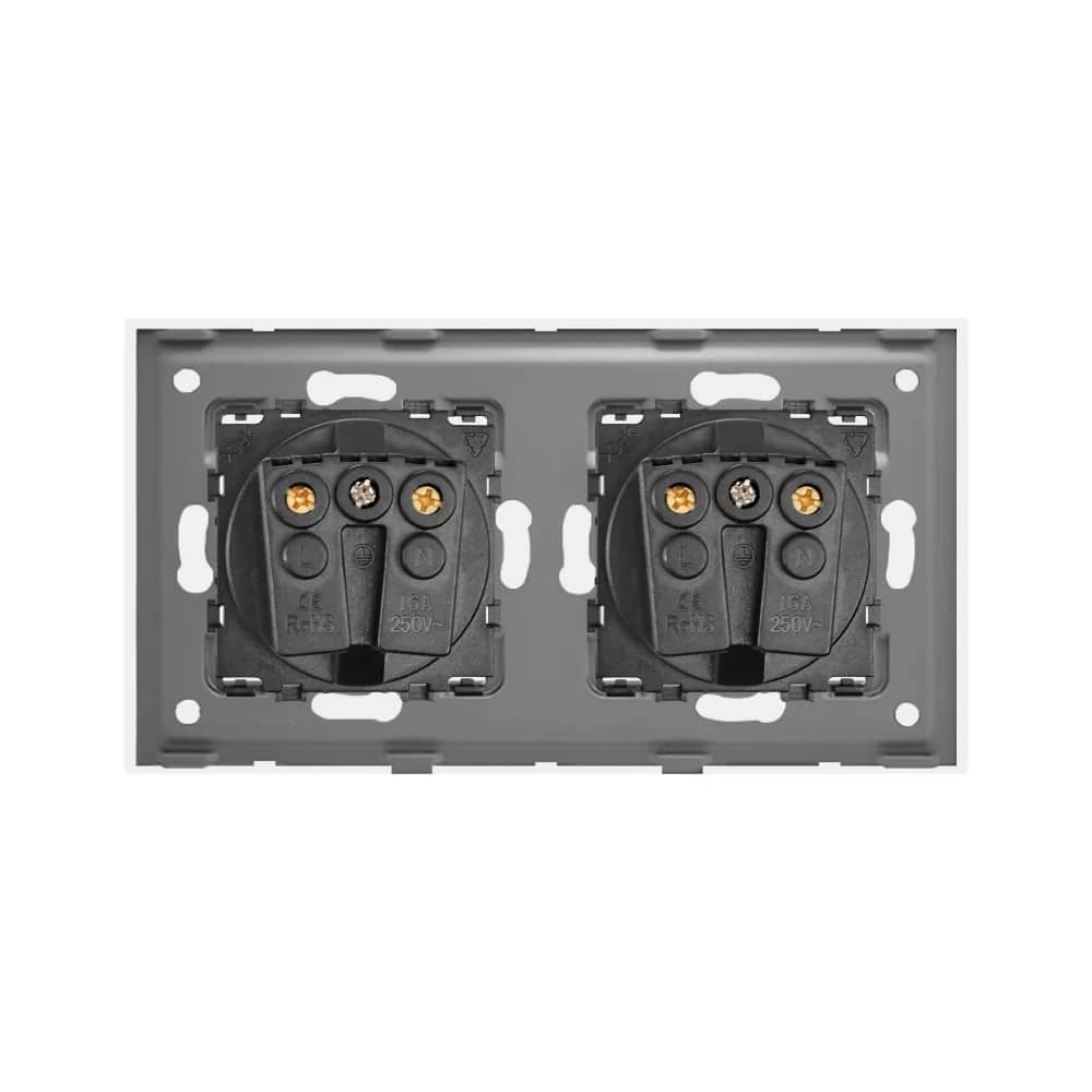 Luxion Double Socket with Glass Frame – Dimensions