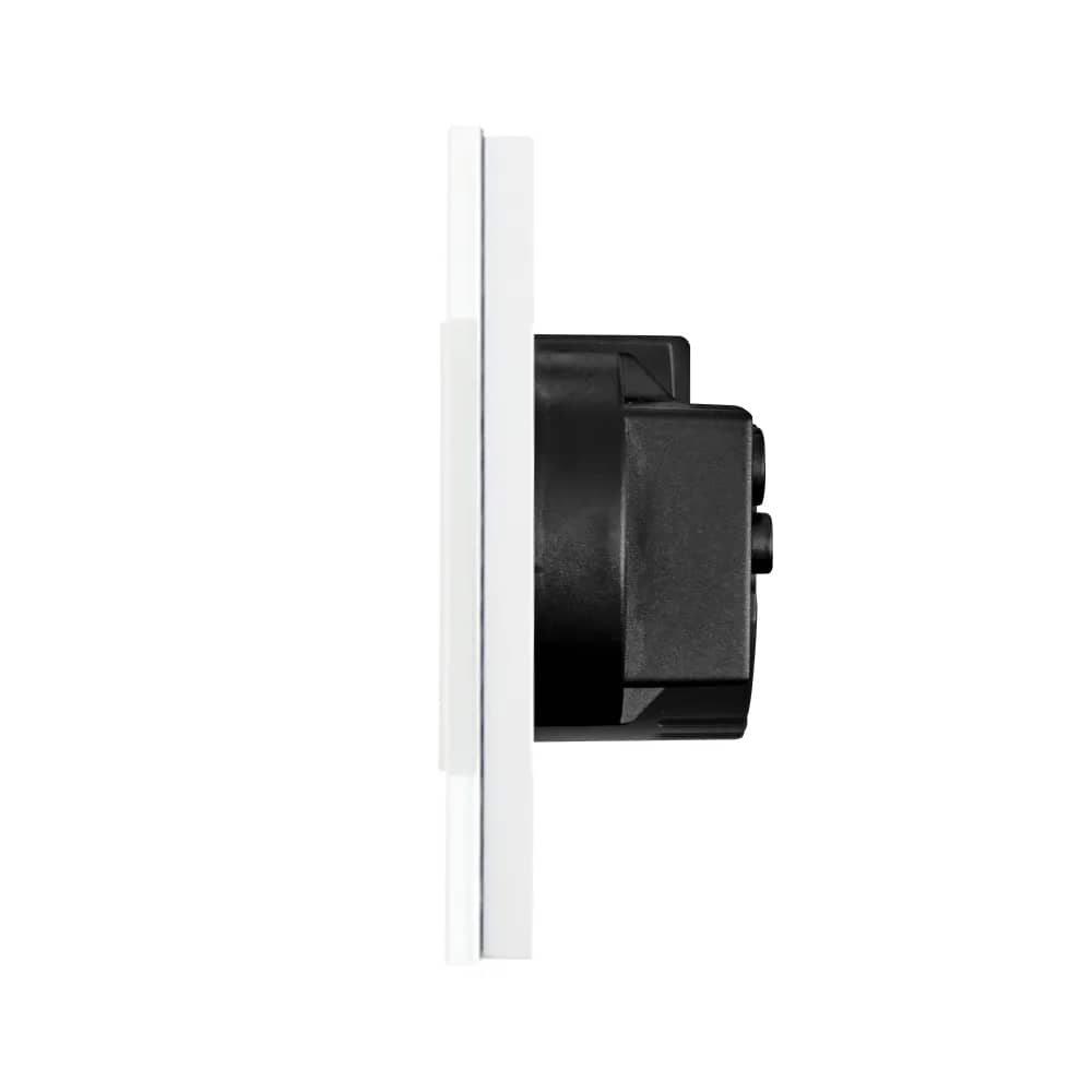 Luxion Glass Frame Panel – 1 Gang Light Switch + 2 Sockets – Touch Sensor