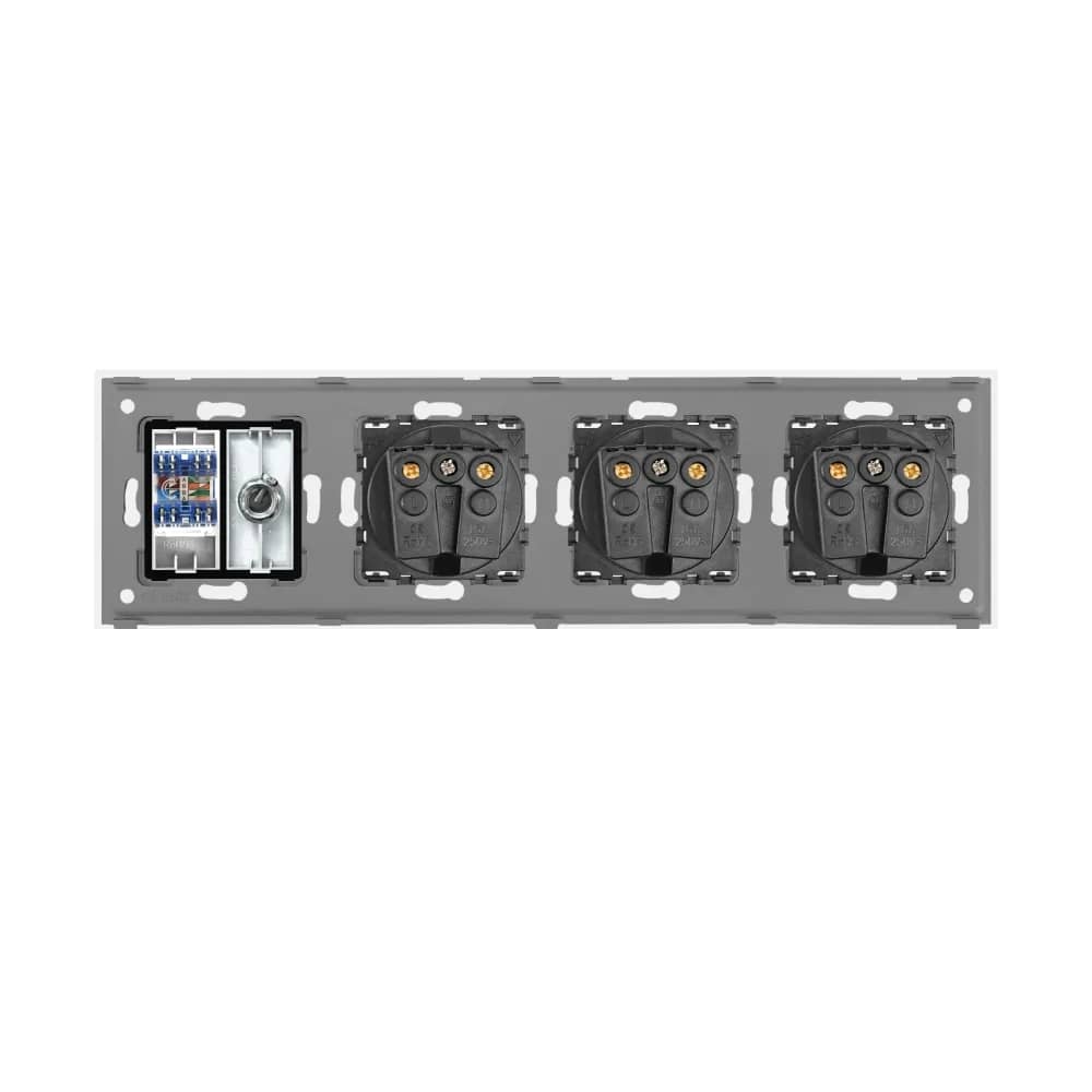 Luxion Glass Frame Triple Socket – Schuko + TV + Internet – White — image 4