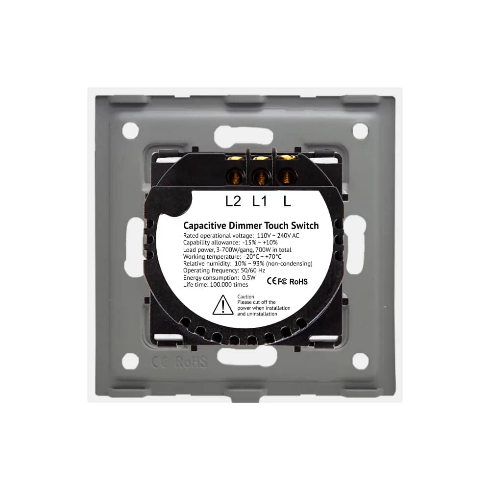 Luxion Glass Touch Dimmer Light Switch – 2 Gang, RF433 – Fade-Resistant Finish