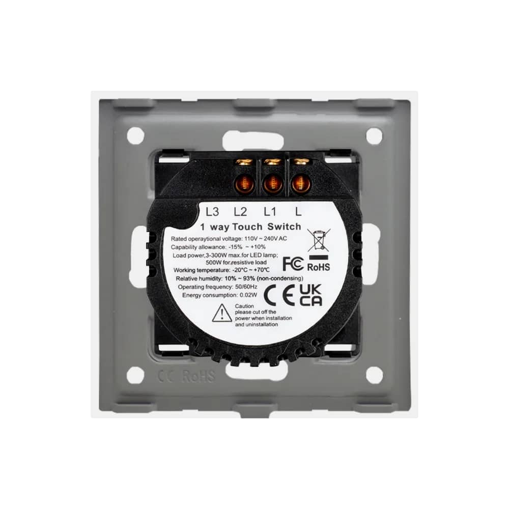 Luxion Glass Touch Light Switch with Aluminium Frame – 2 Gang, 500W – Moisture Resistant