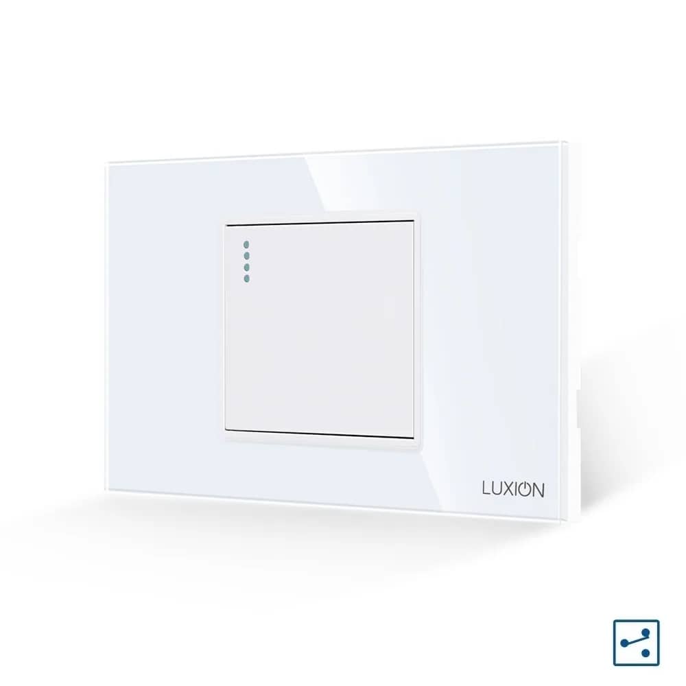 Luxion Mechanical 1 Gang 2-Way Light Switch with Glass Frame – Italian Standard, 2/3M