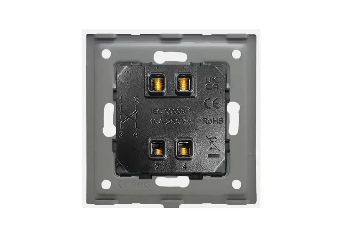 Luxion Mechanical 1 Gang Intermediate (Cross) Light Switch with Glass Frame – Does Not Discolour