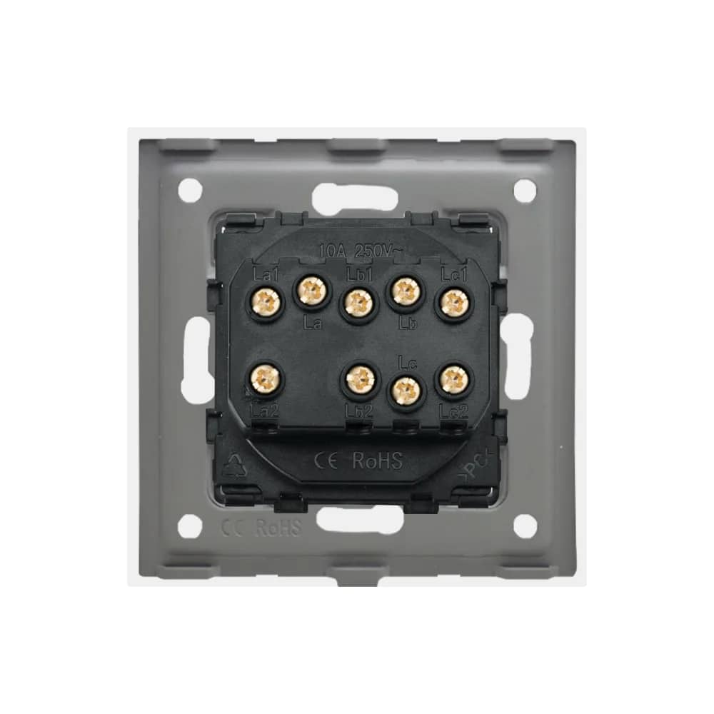 Luxion Mechanical 3 Gang 2-Way Light Switch with Glass Frame – White — image 4