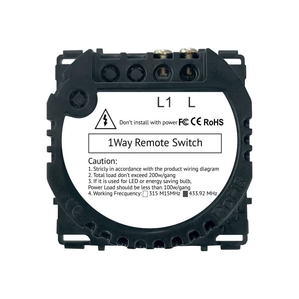 Luxion RF433 Touch Light Switch Module – 1 Gang (LX-MT-R101) – Dimensions