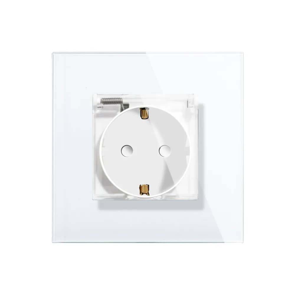 Luxion Single Socket with Protective Cover and Glass Frame – White — image 3