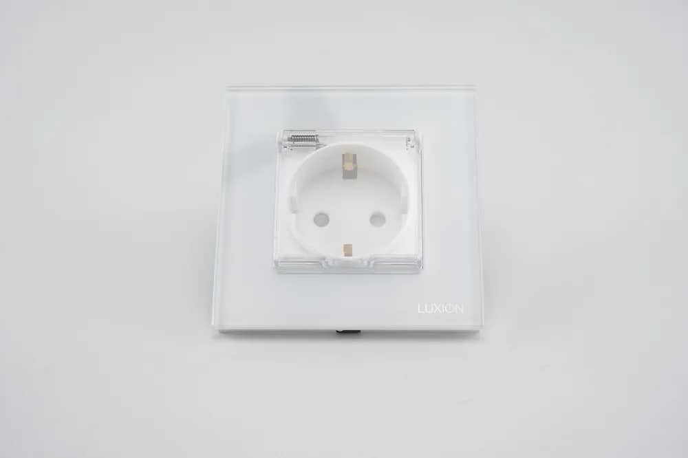 Luxion Single Socket with Protective Cover and Glass Frame – White — image 5