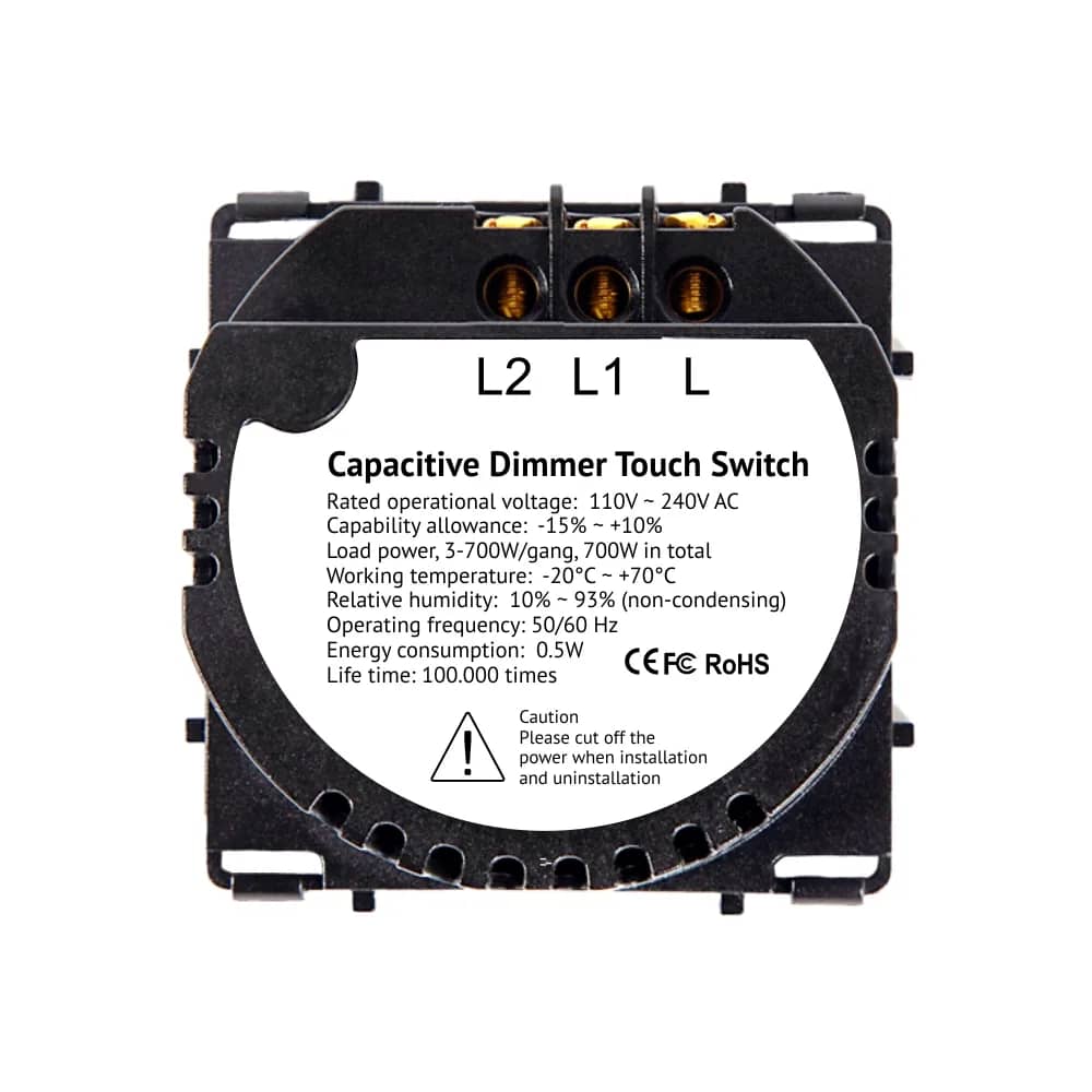 Luxion Touch Dimmer Light Switch Module – 2 Gang LX-MT-D201 – Dimensions