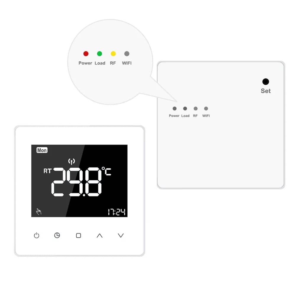 Luxion TP618RF Wireless Thermostat with Receiver for Gas or Electric Boilers – LCD Display, Memory Function – Thermostat Display