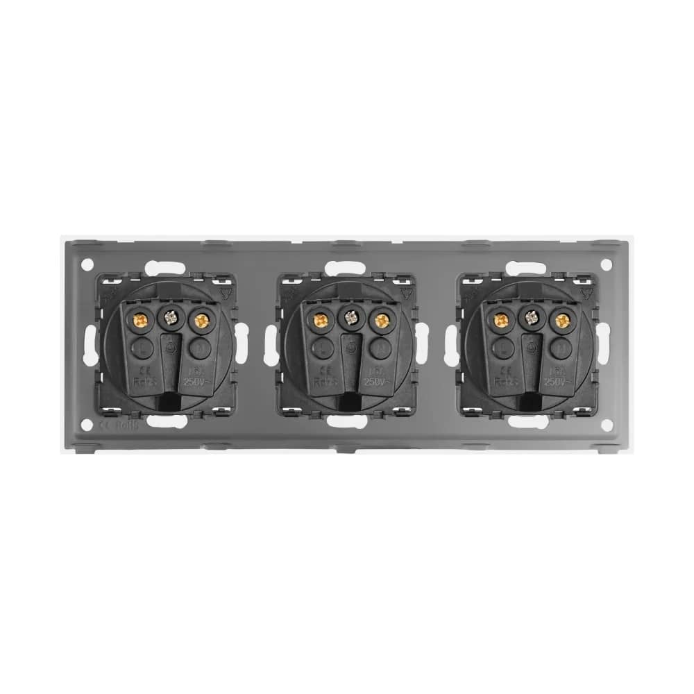 Luxion Triple Wall Socket with Glass Frame – White — image 4