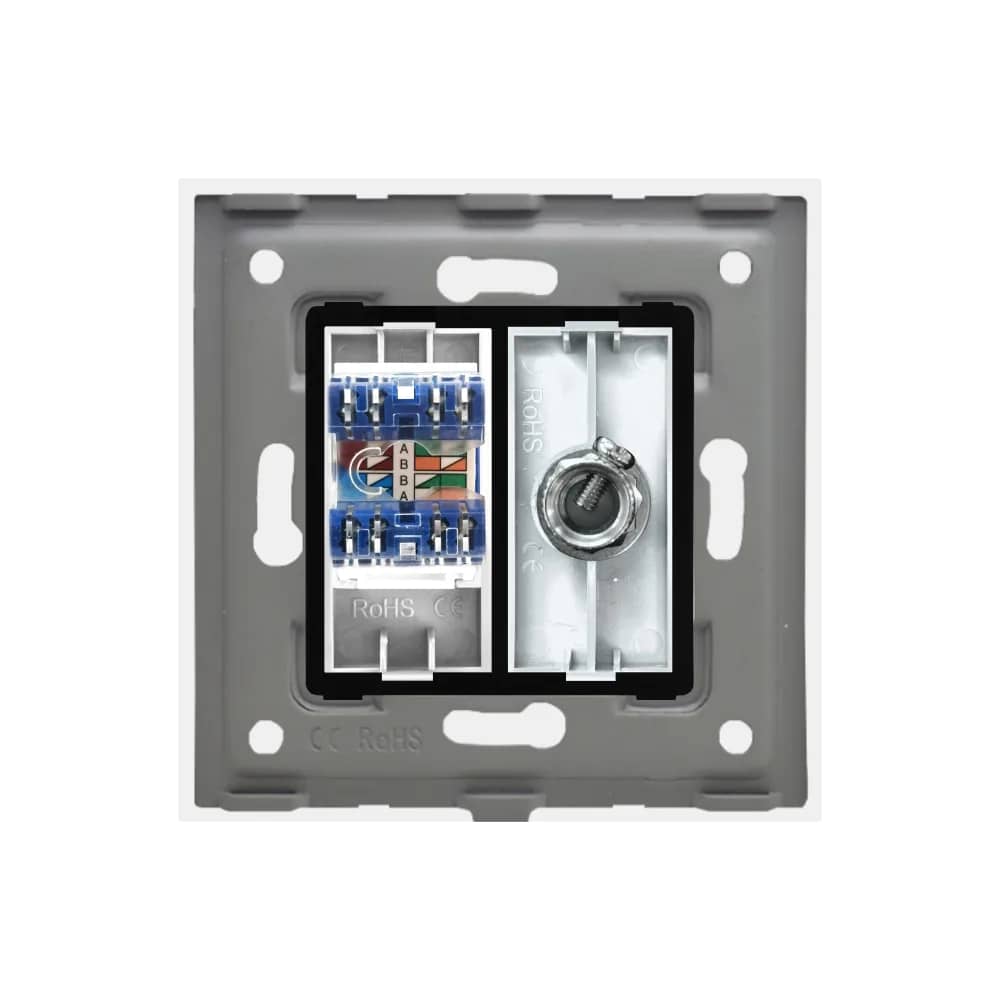 Luxion TV + Internet Media Socket with Glass Frame – White — image 4