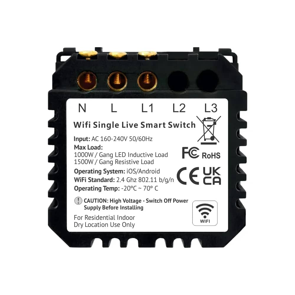 Luxion Wi-Fi Touch Light Switch Module – 1 Gang (LX-WT2-101) – Technical Data