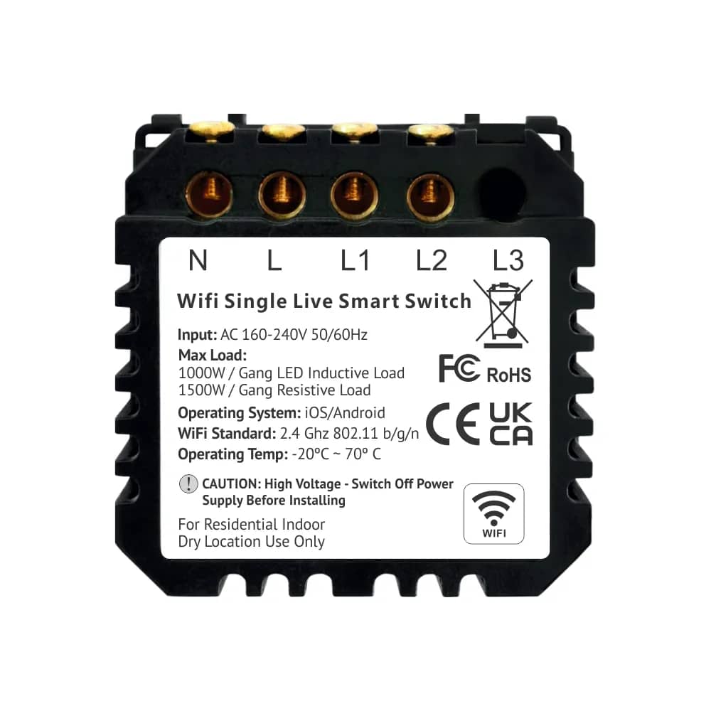 Luxion Wi-Fi Touch Light Switch Module – 2 Gang (LX-WT2-201) – Technical Data
