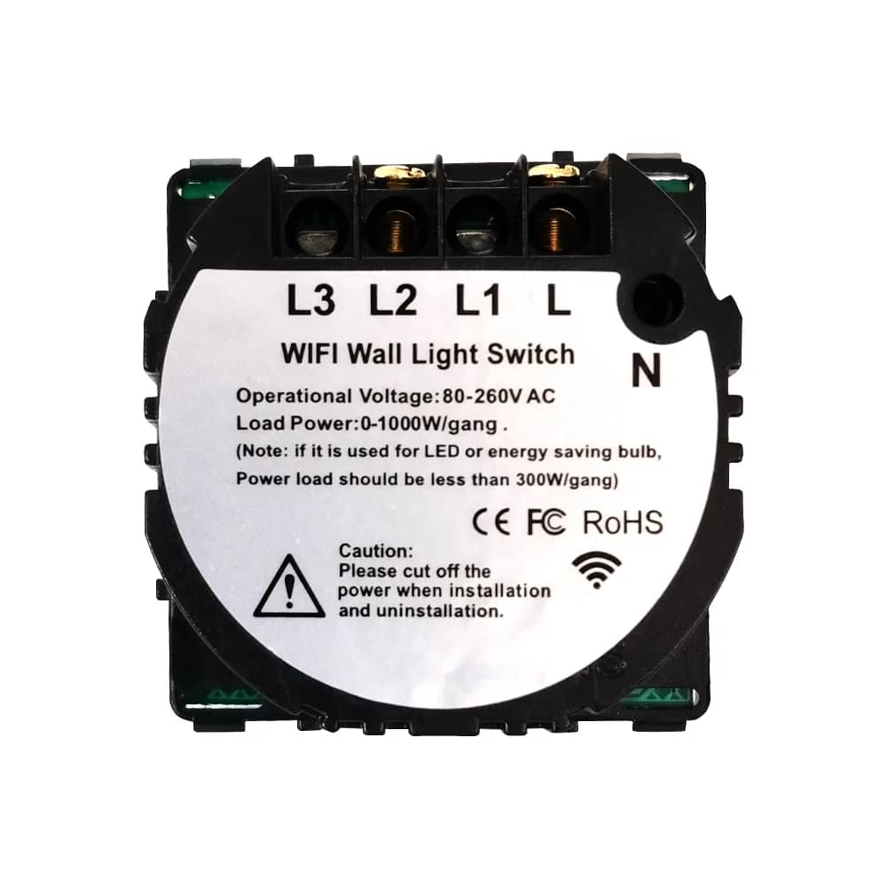 Luxion Wi-Fi + RF433 Touch Light Switch Module – 1 Gang (LX-WT2-RA101) – Dimensions
