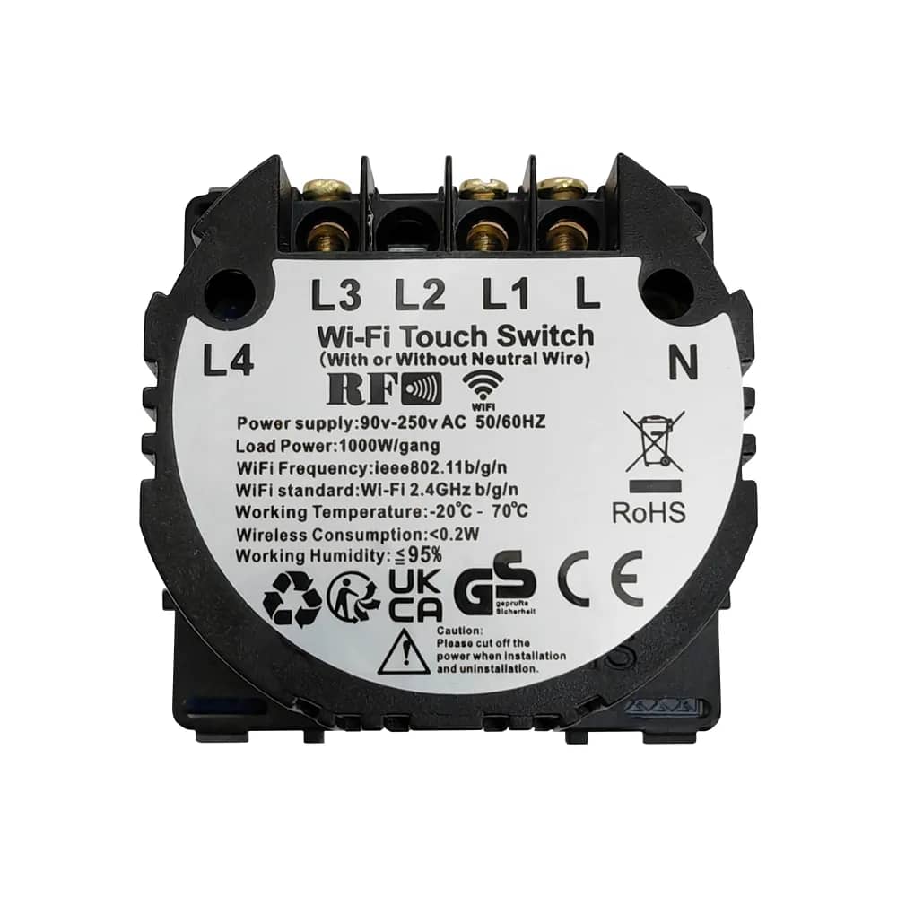 Luxion Wi-Fi + RF433 Touch Light Switch Module – 2 Gang – Technical Data