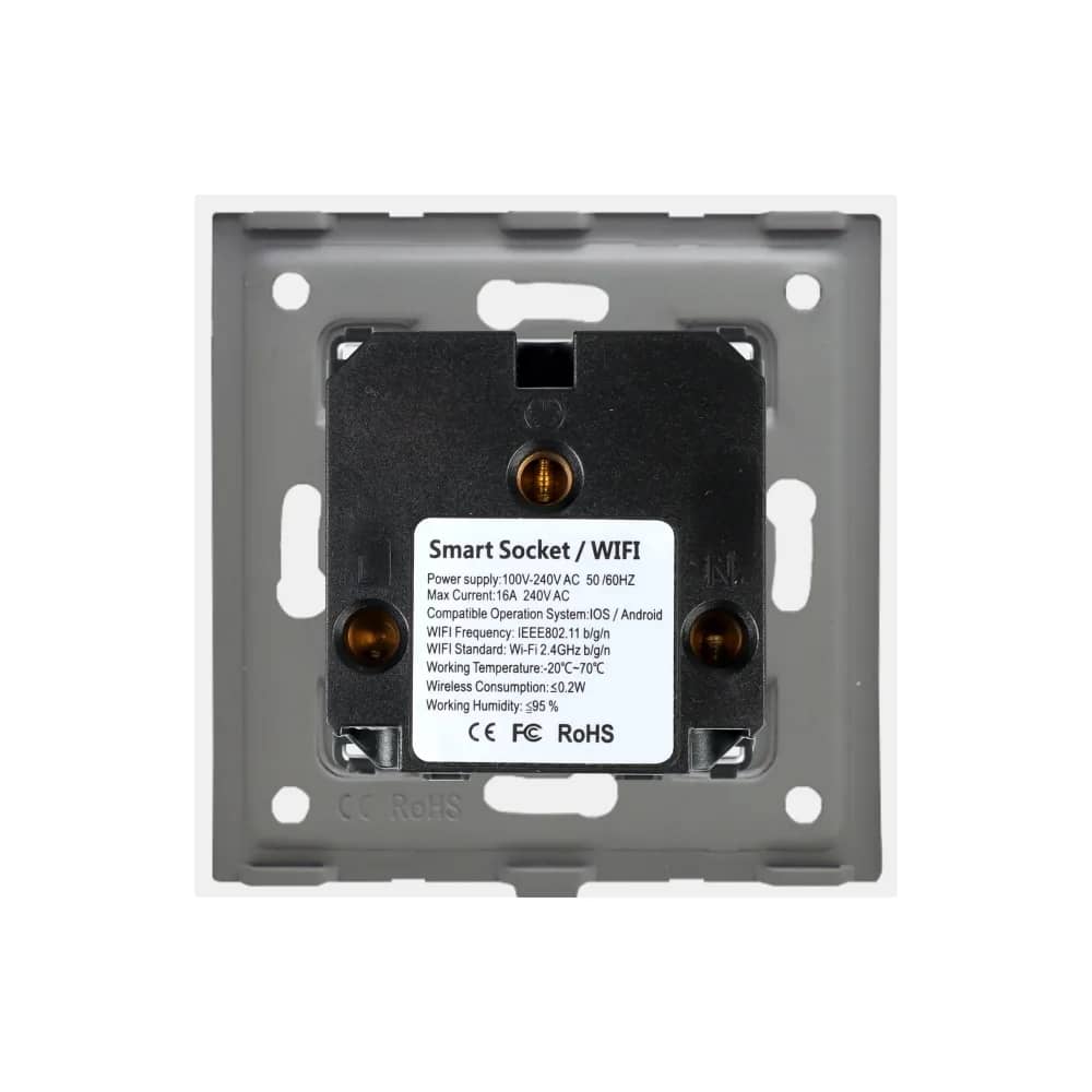 Luxion Wi-Fi Smart Single Socket with Energy Monitoring and Glass Frame – Voice Control