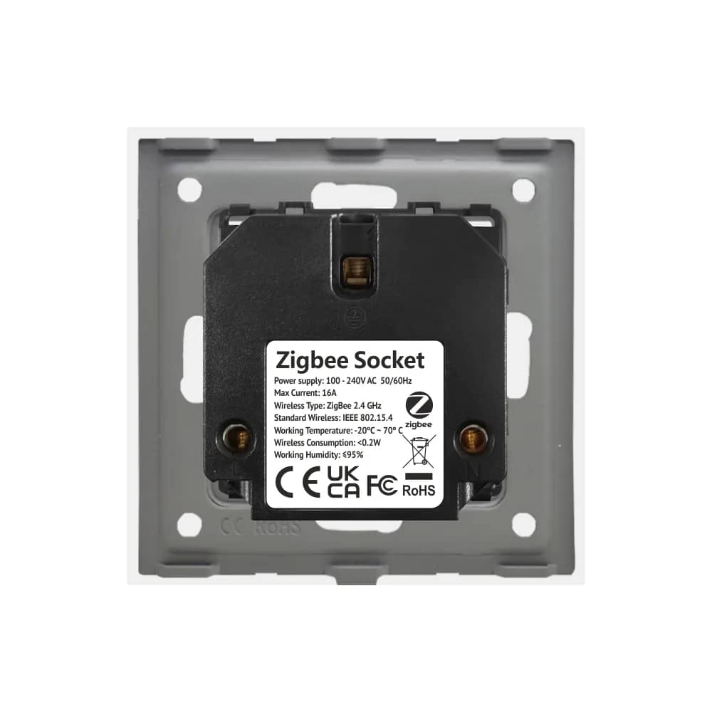 Luxion Zigbee Smart Socket with Energy Monitoring and Glass Frame – Voice Control