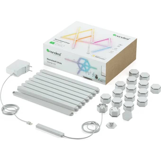 Nanoleaf Lines Starter Kit – 15 Smart Light Panels, RGBW LED, Wi-Fi, Music Sync, Voice Assistant Compatible