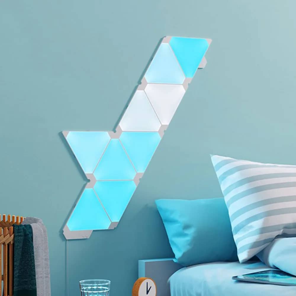Nanoleaf Shapes Triangles Smart Light Panels Kit – 9 Panels, RGBW LED, Music Sensor, 720 Lumens Total (NL47-0002TW-9PK) – Colours to Match Your Home