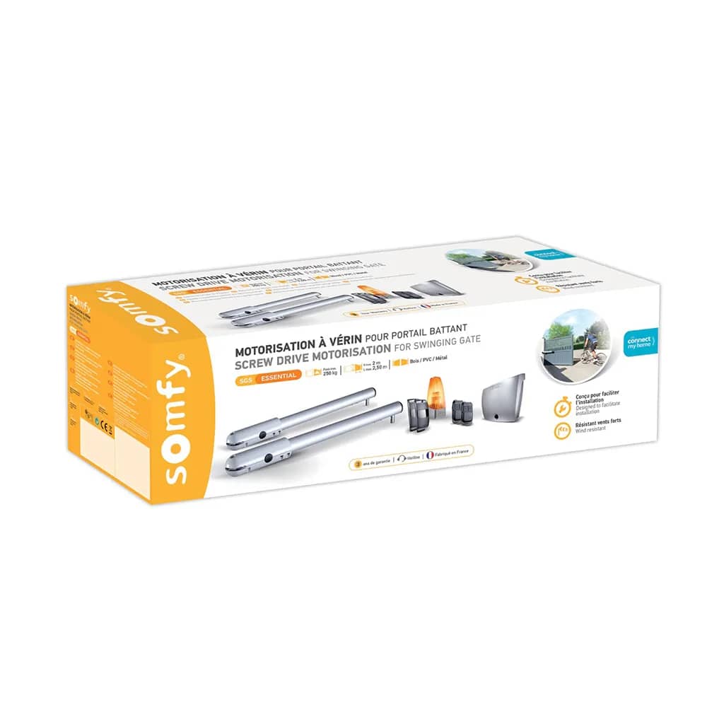 Somfy SGS Essential Swing Gate Automation Kit – Motor, Warning Light, Photocells and Remote Controls – Secure Your Gate