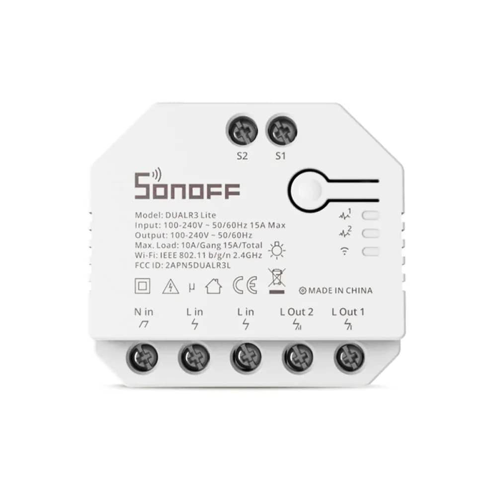 Sonoff Dual R3 Lite 2-Channel Wi-Fi Smart Relay with Scheduling – 2.4 GHz