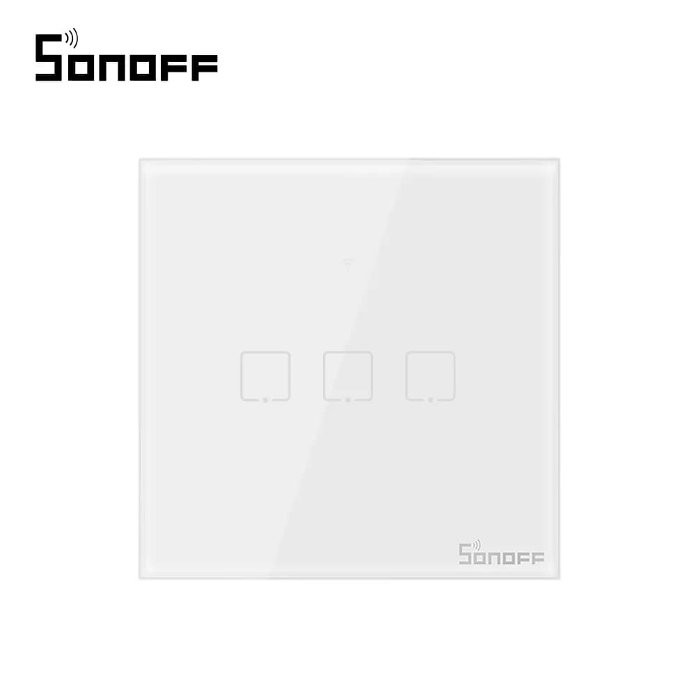 Sonoff T0EU3C Wi-Fi Touch Light Switch – 3 Gang, Smartphone Control