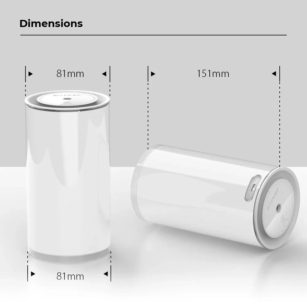 BlitzWolf BW-FUN2 Ultrasonic Humidifier with Night Light – 400 mL, Adjustable Brightness – detail 1