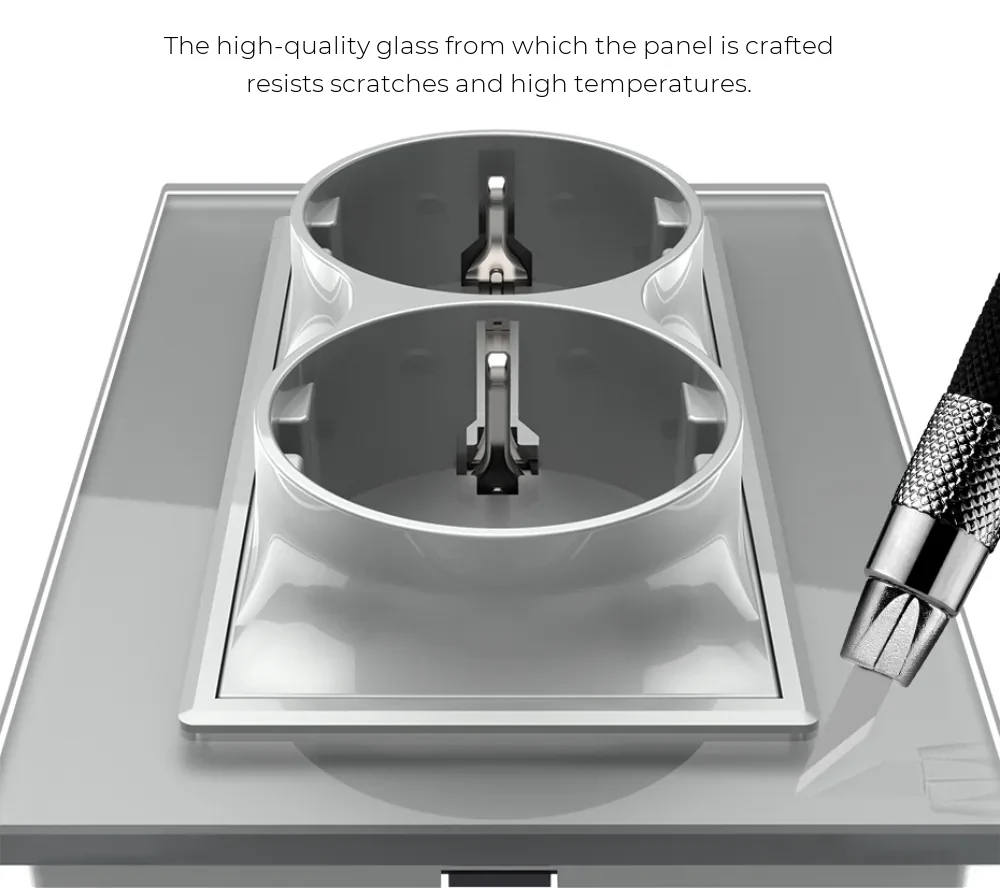 Livolo Double Socket with Glass Frame for Single Wall Box – detail 1