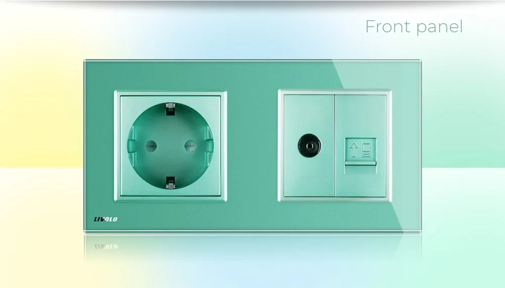 Livolo Glass Frame Double Wall Socket – 1 Schuko Socket + TV/Internet Media Socket – detail 1