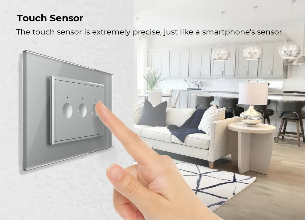 Livolo Glass Touch Light Switch – 3 Gang 2-Way / Intermediate (Cross), Italian Standard – New Series – detail 1