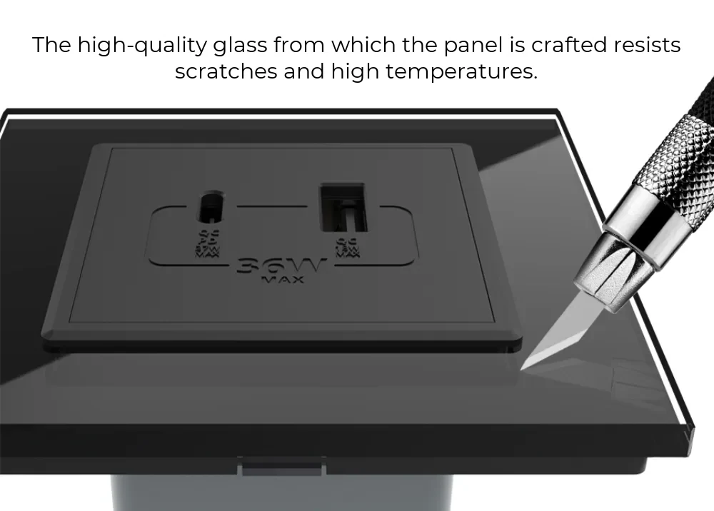 Livolo USB-A + USB-C Charging Socket with Glass Frame – New Series – detail 2