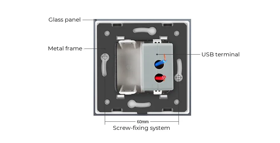 Livolo USB Socket with Glass Frame – detail 1
