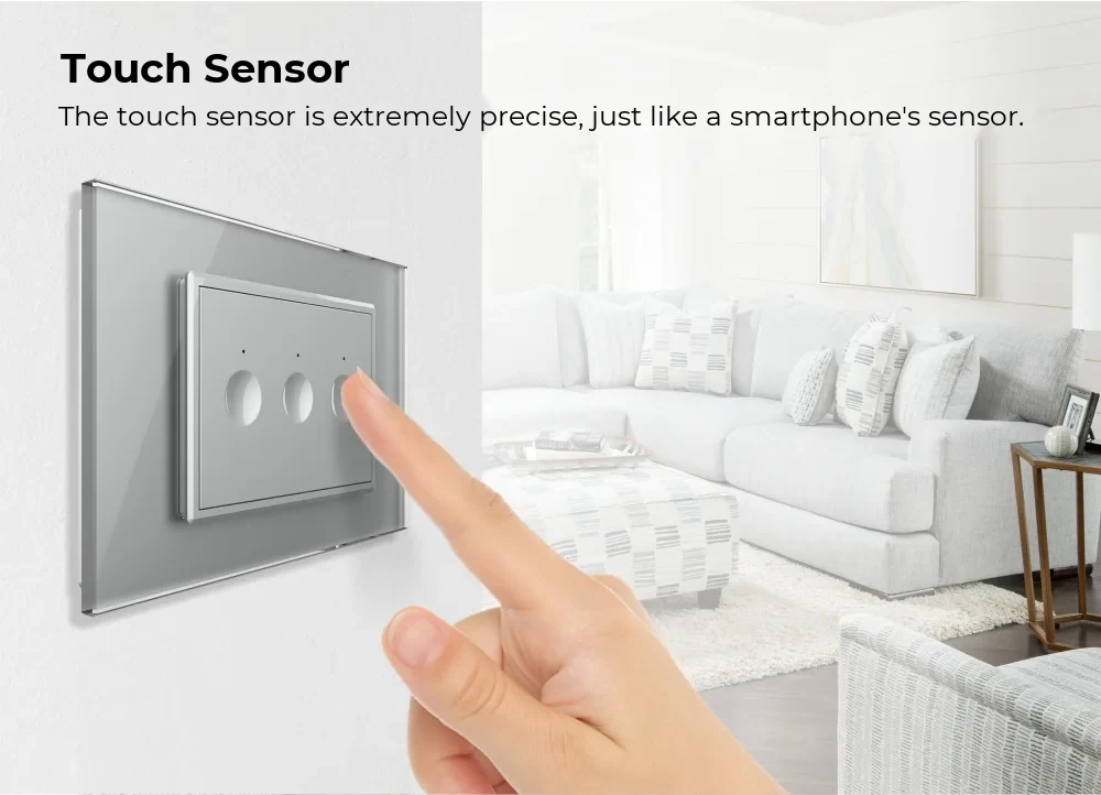 Livolo Wi-Fi Touch Light Switch – 3 Gang 2-Way / Intermediate, Italian Standard – New Series, White (VL-FC3SNY-3WP-11) – detail 1