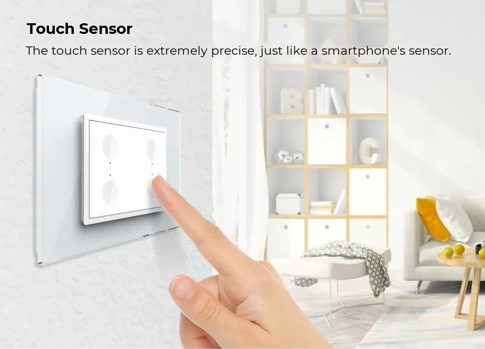 Livolo Wireless Touch Light Switch with Glass Frame – 4 Gang 2-Way / Intermediate, Italian Standard – New Series – detail 1