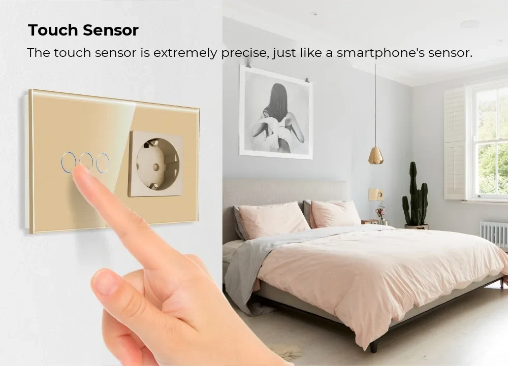 Luxion Glass Frame 3 Gang Light Switch + Socket – detail 1