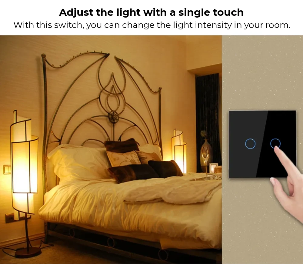 Luxion Glass Touch Dimmer Light Switch – 2 Gang – detail 1