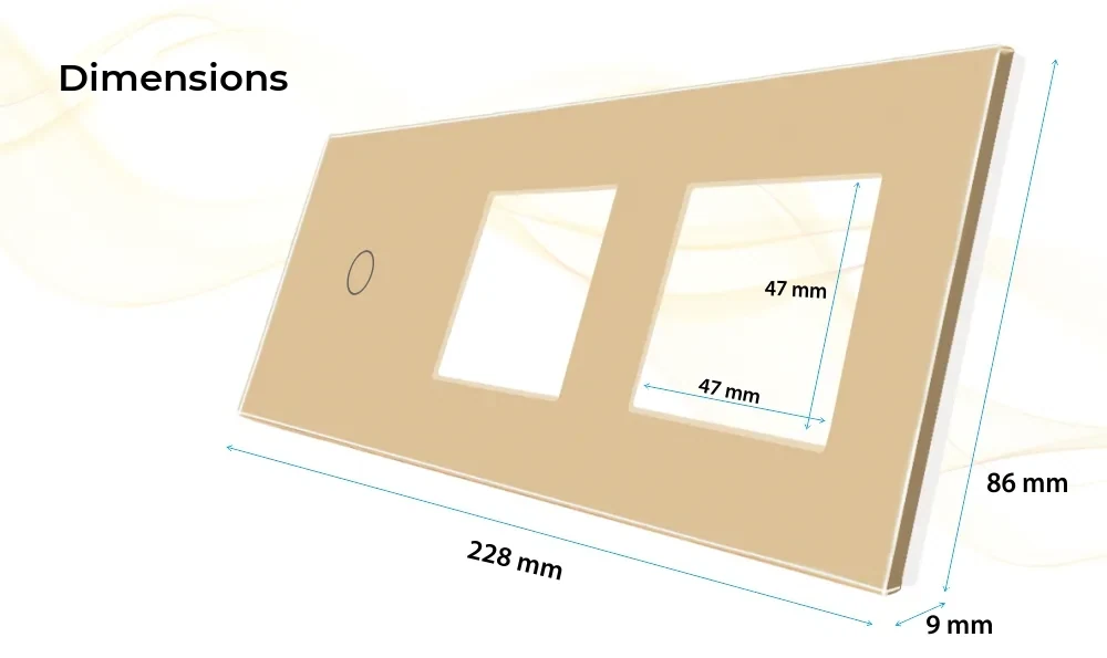 Luxion Glass Touch Light Switch Panel with 2 Sockets – 1 Gang – detail 1
