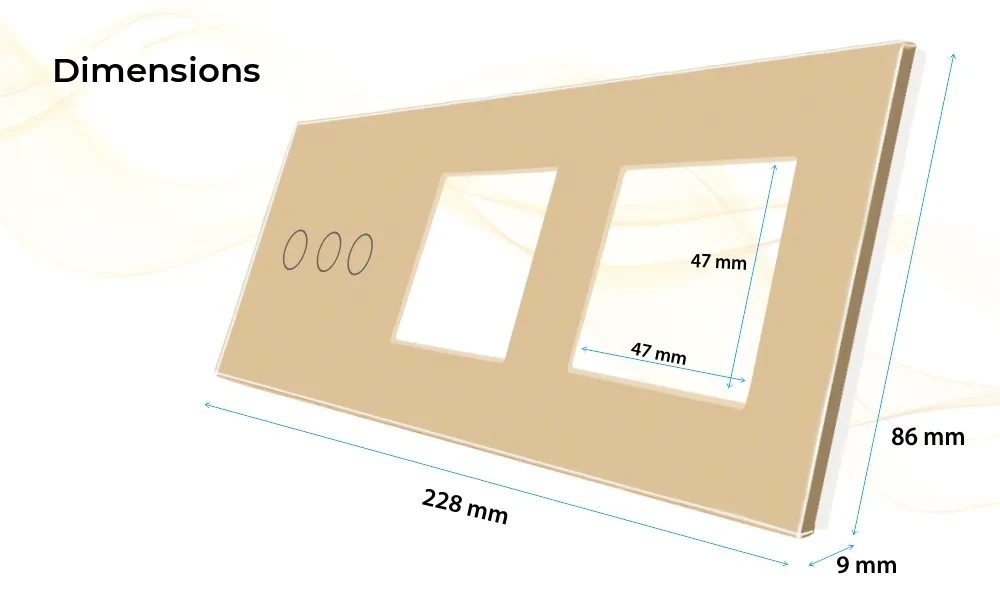 Luxion Glass Touch Light Switch Panel – 3 Gang + 2 Sockets – detail 1