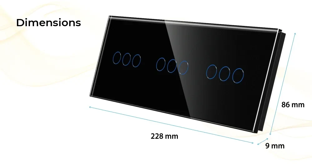 Luxion Glass Touch Light Switch Panel – 3 Gang + 3 Gang + 3 Gang (LX-GP024W) – detail 2