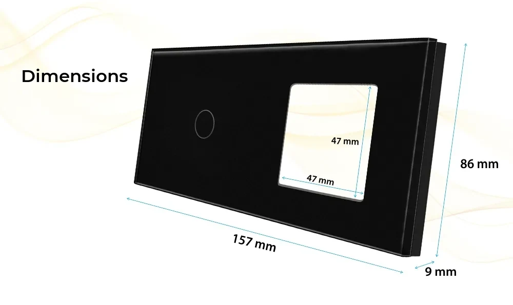 Luxion Glass Touch Light Switch Panel – 1 Gang Switch + Single Socket – detail 2