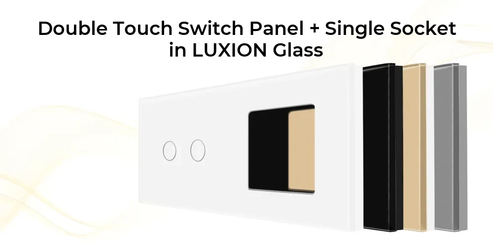 Luxion Glass Touch Light Switch Panel – 2 Gang + Single Socket – detail 1